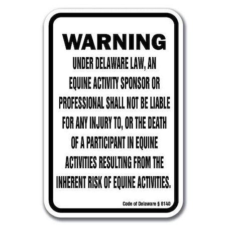 Signmission Safety Sign, 18 in Height, Aluminum, 12 in Length, Equine - Delaware A-1218 Equine - Delaware